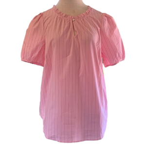 Nwt Talbots large pink stripe short sleeve shirt